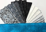 Birch Bark Quilt Kit - featuring B&W Musical and Glaze accents - Ocean