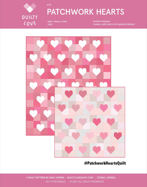 Patchwork Hearts - Throw 54”x63” - PINK Hearts on Neutral background