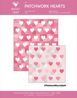 Patchwork Hearts - Throw 54”x63” - Low Volume Hearts on Variety of PINK background