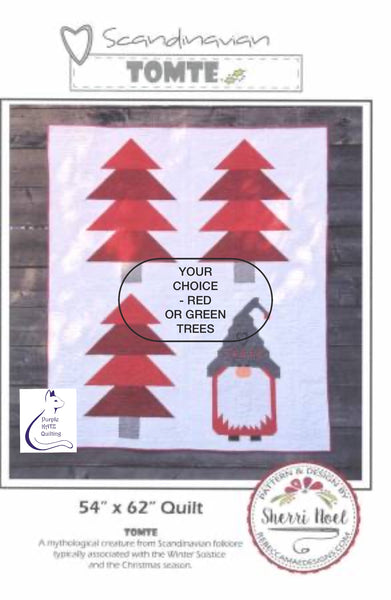 Scandinavian Tomte - Green OR Red Trees - traditional colorway - 54”x62”